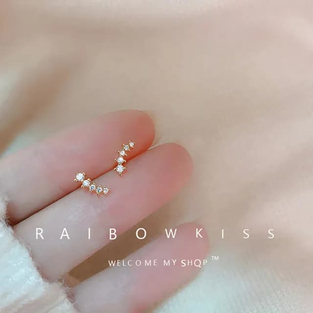 【Umi】氣質小排鑽耳飾｜法式優雅風・細膩閃耀顯氣質(白金色)