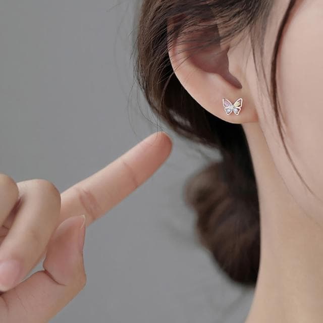 【Umi】夢蝶之舞｜簡約唯美氣質耳飾(白金色)