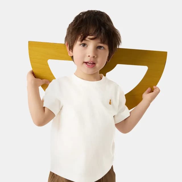 【GAP】男幼童裝 純棉小熊刺繡圓領短袖T恤-白色(707178)