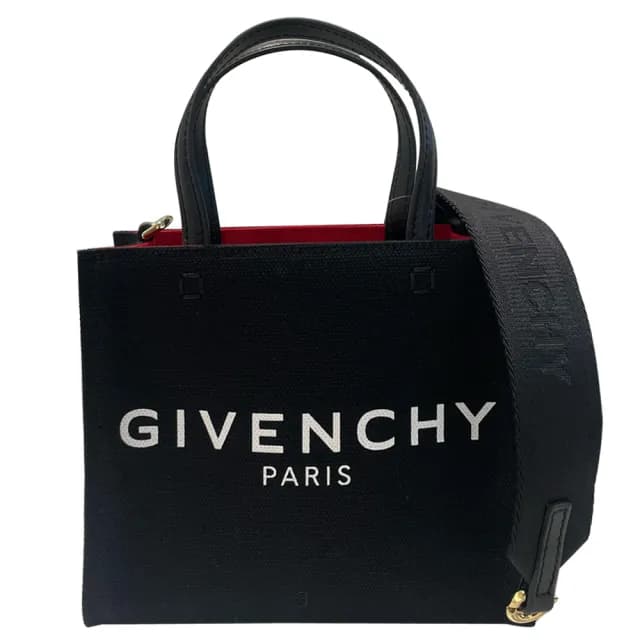 【GIVENCHY 紀梵希】G-Tote 字母印花帆布手提斜背包(黑色)