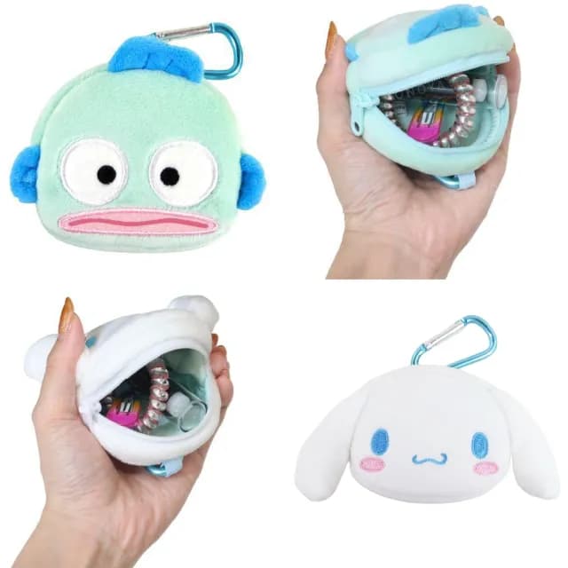 【小禮堂】Sanrio 三麗鷗 絨毛造型零錢包吊飾 大臉款 Kitty 美樂蒂 布丁狗 大耳狗(平輸品)