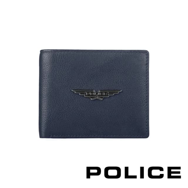 【POLICE】限量2折 頂級小牛皮8卡男用皮夾 飛行者系列 全新專櫃展示品(深藍色 七夕情人節禮物 送禮 男夾)