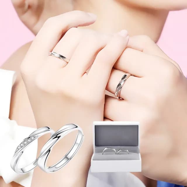 【質設計】925純銀莫比烏斯環共度愛河對戒-附精美禮盒(一對 可調戒圍 情侶對戒 純銀戒指 情人節禮物)
