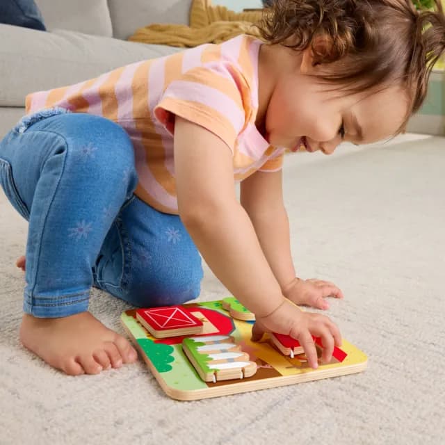 【Fisher price 費雪】木製農場動物板(寶寶安撫/嬰兒玩具/彌月禮/新生兒)