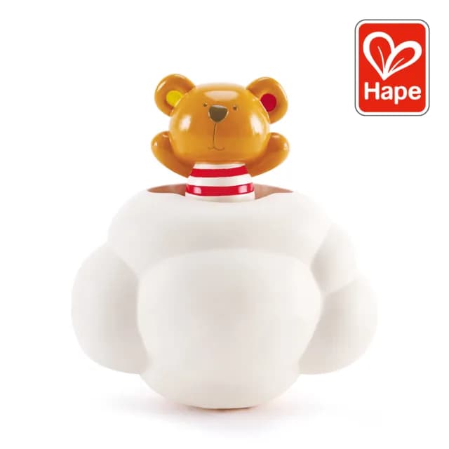 【德國Hape】泰迪與雲朵捉迷藏洗澡戲水玩具(木製玩具/木頭玩具/彌月禮/生日禮)
