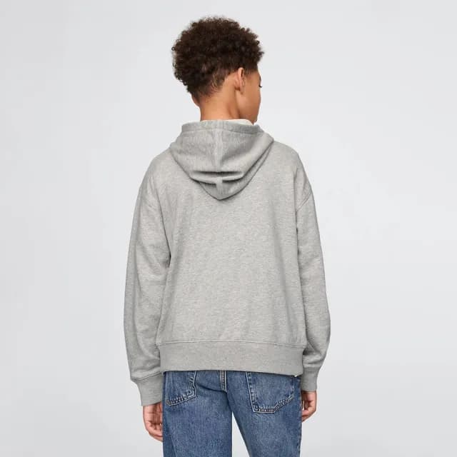 【GAP】男童裝 Logo刺繡連帽外套-灰色(743966)