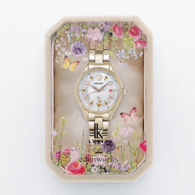【SEIKO 精工】LUKIA 花藝聯名 30周年限量 鈦金屬太陽能電波女錶 520禮物 送禮(SSQW094J/1B32-0BM0K)