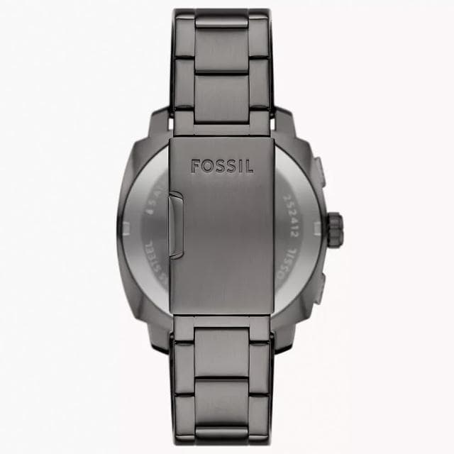 【FOSSIL】Machine 簡約撞色工業風三眼計時手錶-黑x藍/44mm 母親節 送禮 禮物(FS6098)