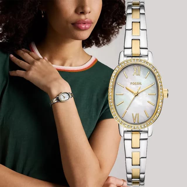 【FOSSIL】Penny 晶鑽橢圓形女錶-23x29mm 禮物 送禮 推薦(BQ5004)