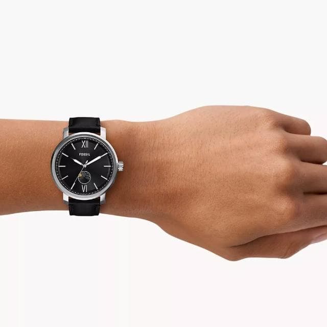【FOSSIL】Rhett 日月相手錶-銀x黑/43mm 送禮 禮物 推薦(BQ2906)