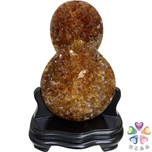 【恬芯晶品】VS18頂級黃水晶葫蘆8開運水晶(黃水晶消磁淨化招財開運財位運勢提升天然水晶禮物)