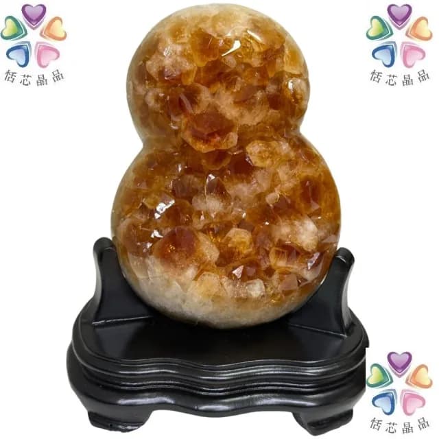 【恬芯晶品】VS15頂級黃水晶葫蘆8開運水晶(黃水晶消磁淨化招財開運財位運勢提升天然水晶禮物)