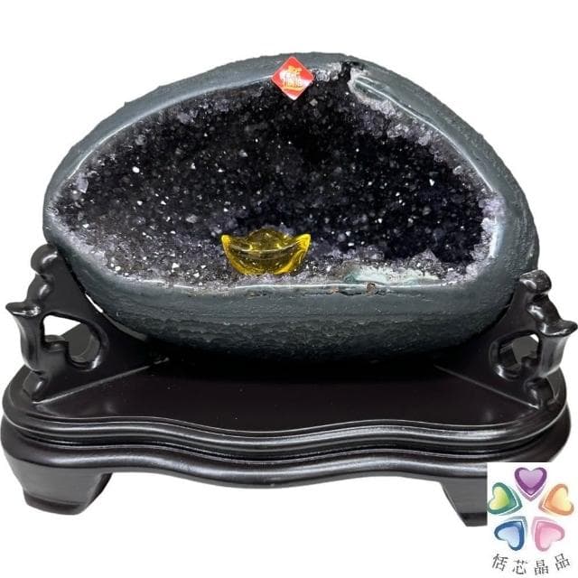 【恬芯晶品】HD5精選烏拉圭紫晶洞2.15KG錢袋子(圓洞聚財招財貴人開運風水帝王紫水晶新居禮物補財庫聖誕節)