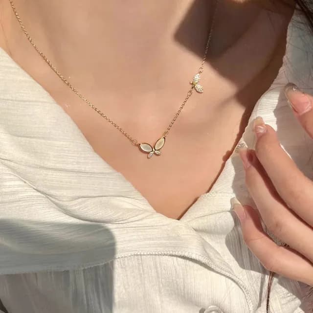 【KT DADA】情人節禮物 蝴蝶吊墜 女生項鍊 純銀項鍊 韓國項鍊 生日禮物 通體純銀 小眾設計 ins風 鎖骨鍊 飾