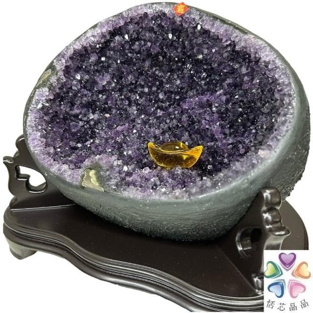 【恬芯晶品】HD19精選烏拉圭紫晶洞錢袋子(圓洞聚財招財貴人開運風水帝王紫水晶新居禮物補財庫聖誕節)
