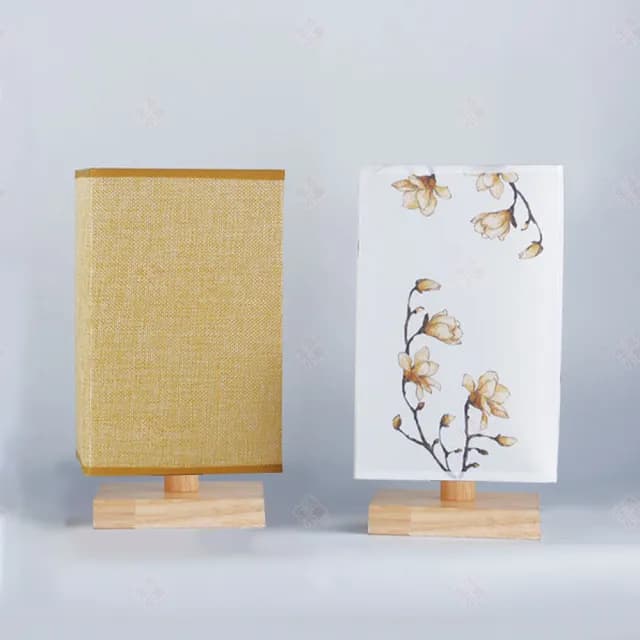 【生活小集】日式床頭燈 麻布方型款 附可調光LED燈泡(BSMI認證 小夜燈 日式燈 交換禮物 裝飾燈 氣氛燈)