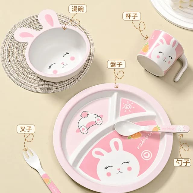 【Cookee】卡通兒童飯碗餐具 寶寶分格餐盤 碗盤碟套裝 嬰兒便當盒