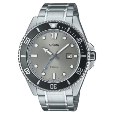 【CASIO 卡西歐】MDV-107D-8A 槍魚鋼帶水泥灰水鬼潛水錶(新產品上市 防水200米)