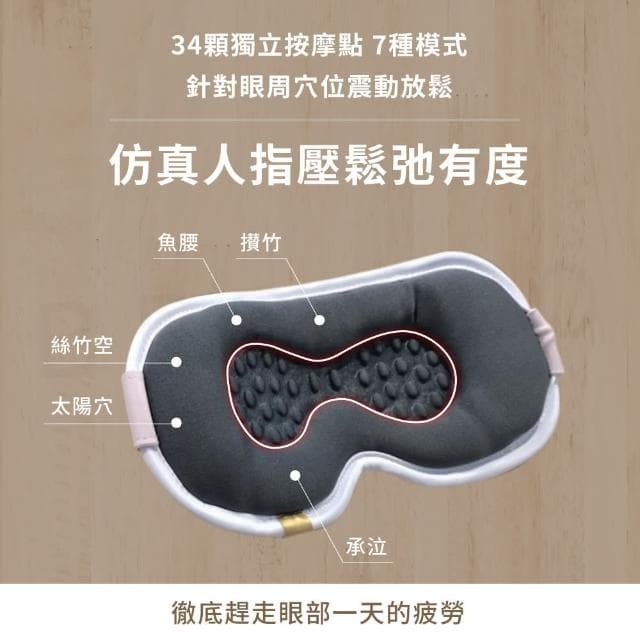 【Beroso 倍麗森】時尚皮革熱敷蒸氣按摩眼罩(熱敷眼罩 震動眼罩 睡眠眼罩 遮光眼罩 母親節禮物)