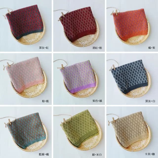 【橘魔法】柔軟菱格紋針織圍脖(圍巾 配件 保暖 過年 新年 寒流 中性款 兒童 小童 女童 男童 童裝 交換禮物)