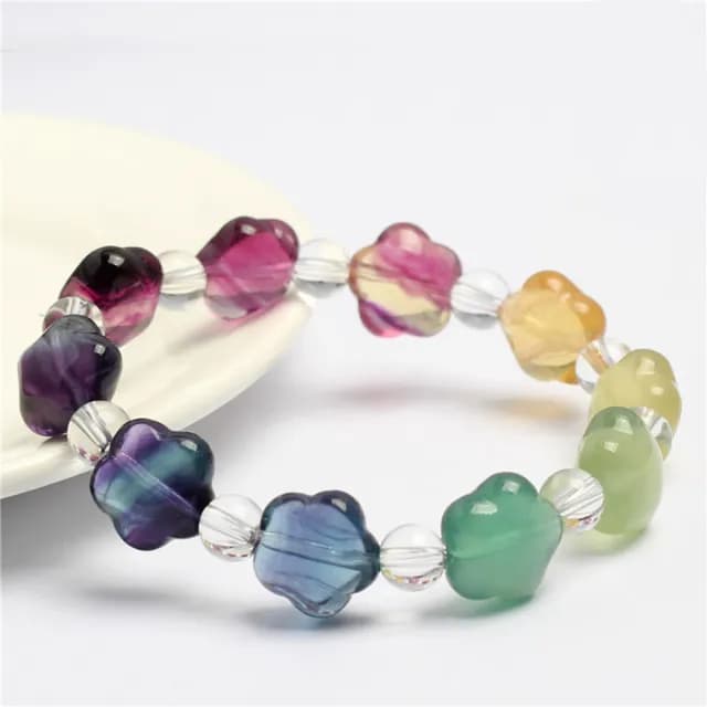 【Paiya 派亞】彩螢石五角星手鏈五星彩螢石手串單圈