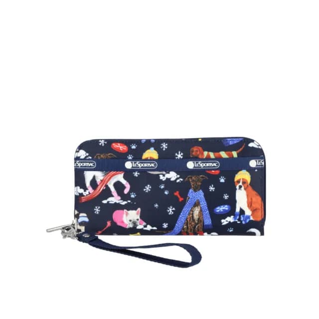 【LeSportsac官方直營】輕量尼龍 腕帶錢包(3462 雪國汪星人)