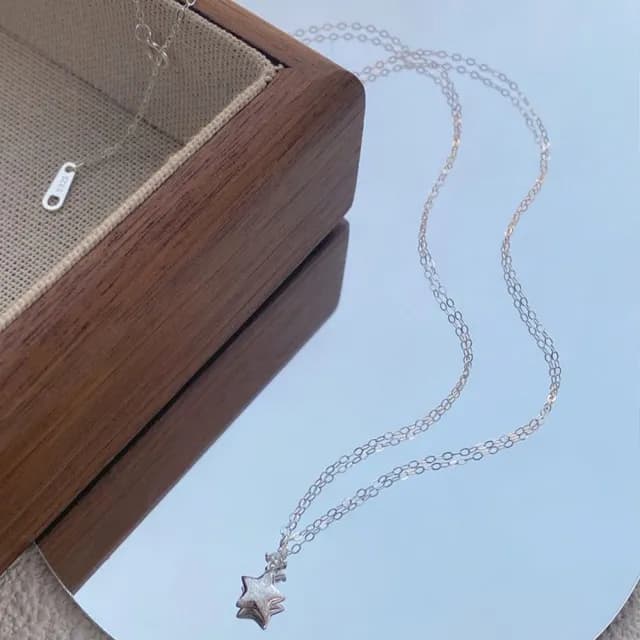 【LEEHER】星星項鍊/18k金項鍊/純銀項鍊/鋯石項鍊/氣質項鍊/鎖骨鍊/個性項鍊/百搭飾品/小眾設計