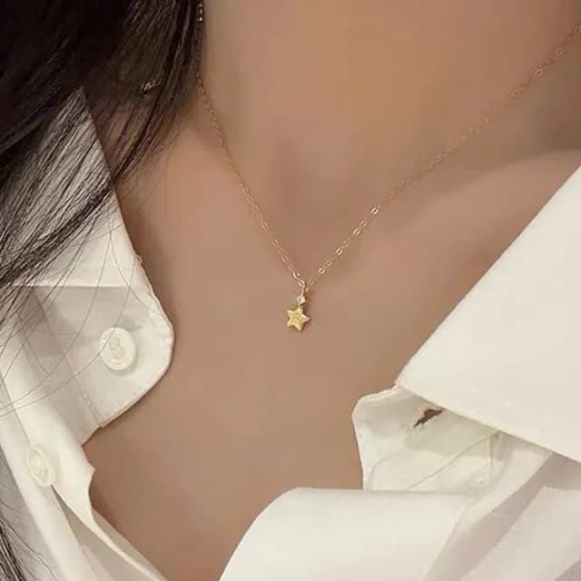【LEEHER】星星項鍊/18k金項鍊/純銀項鍊/鋯石項鍊/氣質項鍊/鎖骨鍊/個性項鍊/百搭飾品/小眾設計