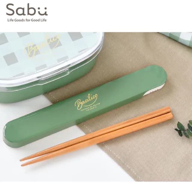 【SABU HIROMORI】日本製BASILICO抗菌天然木筷+環保收納盒2件組 18cm(可洗碗機 環保筷 餐具組 4色任選)