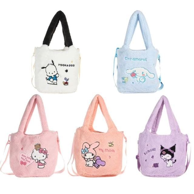 【SANRIO 三麗鷗】大耳狗背包毛毛包手提袋美樂蒂手提酷洛米背包(兒童節禮物生日禮物女兒孫女女