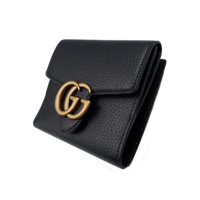 【GUCCI 古馳】GG MARMONT釦式錢包(黑色)