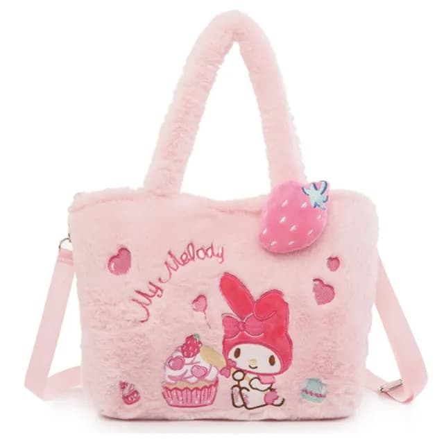 【SANRIO 三麗鷗】酷洛米背包美樂蒂毛毛包毛絨刺繡手提側背包大耳狗(閨蜜媽媽女友老婆小孩生日禮物)