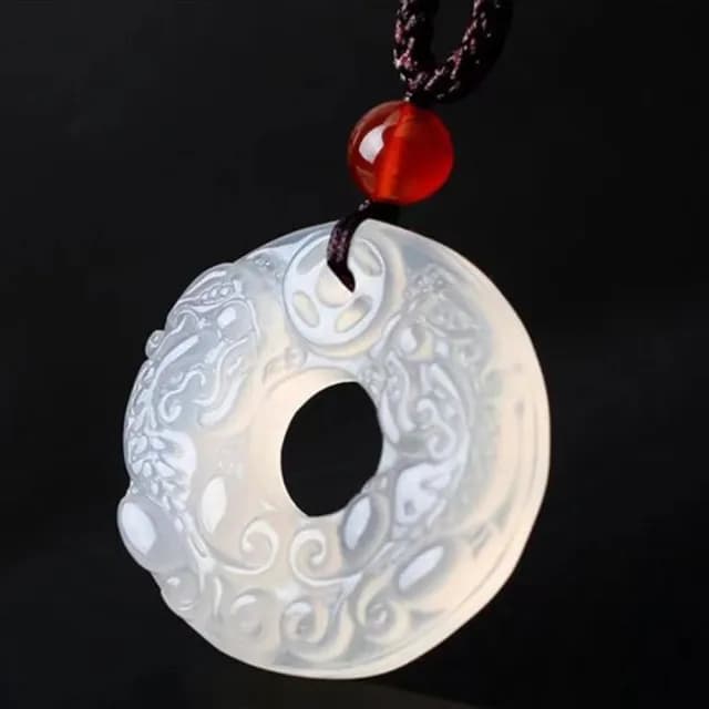 【Penny珮妮】冰種白玉髓時來運轉☆貅平安扣吊墜項鍊(母親節 交換禮物 送女友 生日 情人節 尾牙 新年 父親)