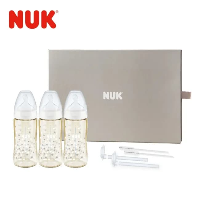 【NUK】防脹氣感溫奶瓶新生兒禮盒(PPSU 寬口 彌月)