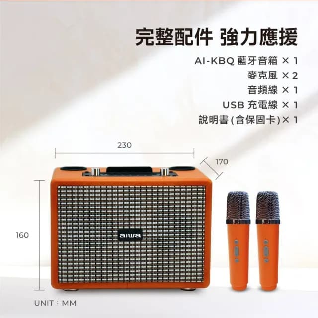 【AIWA 愛華】藍芽K歌音響AI-KBQ20(家用/行動KTV//情人節禮物)