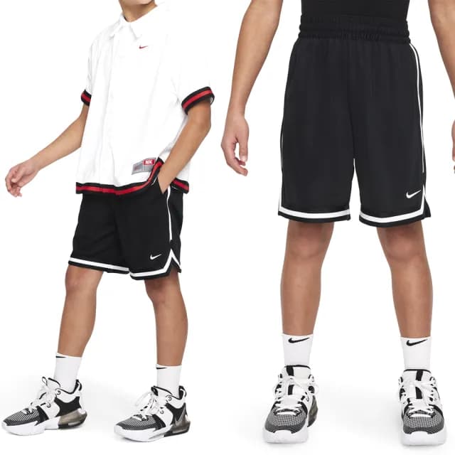 【NIKE 耐吉】DNA 24 Short 大童 童裝 黑色 運動 休閒 抽繩 腰部鬆緊 拉鍊 口袋 短褲 FJ6802-010