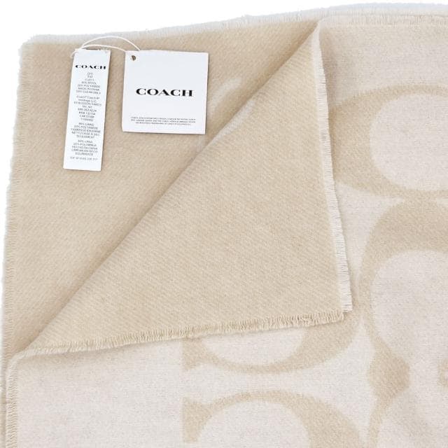 【COACH】C LOGO雙面羊毛披肩斗篷(奶茶米)