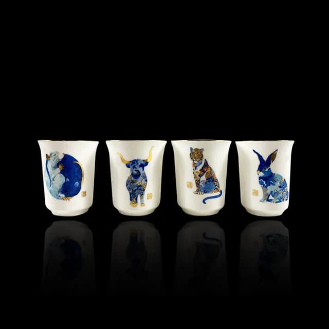 【TALES 神話言】十二生肖藝術骨瓷茶杯收藏組(澳洲展出/透光/清酒杯/文創/禮品/禮物/收藏)