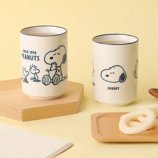 【Norns】Peanuts史努比湯吞杯(Snoopy日式湯吞杯 手握杯 茶杯 陶瓷杯子 餐具)