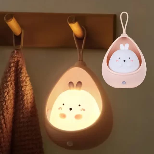 【掌心小寵】智能人體感應可愛白兔小夜燈(免觸摸 桌上擺飾 掛飾 壁掛燈 手電筒 生日禮物 小兜家族)