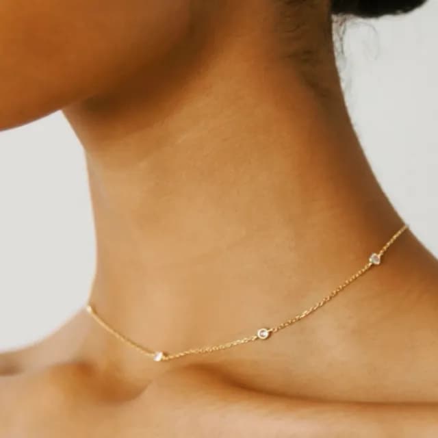 【CReAM】Nova鍍18K金色銀色五顆亮鑽鋯石金色銀色項鍊(生日 禮物 送禮 禮盒)