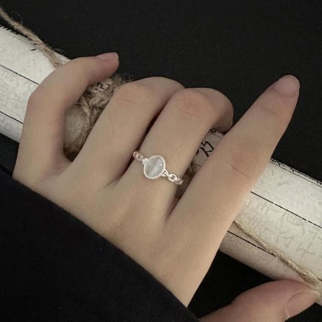 【LEESA】開口戒指\生日禮物\水晶戒指\白水晶\ins戒指\個性戒指\925純銀戒指\銀戒指\通體純銀\