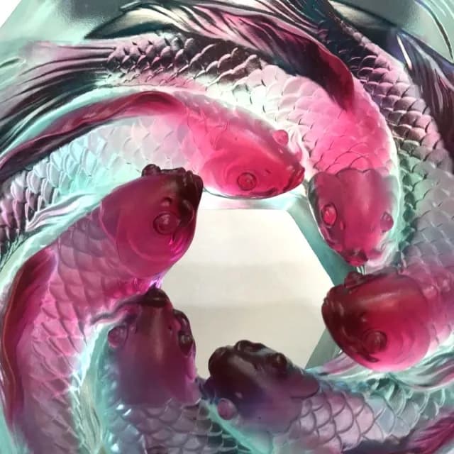 【琉璃工房 LIULI】活水源源 鯉魚文鎮 入厝禮/開店禮物(手工/開業禮物/ 發財/升官/企業/退休)