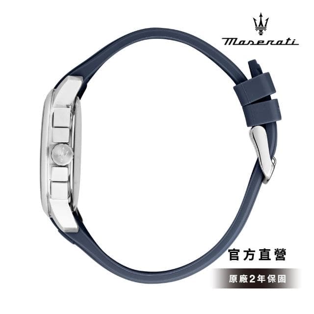 【MASERATI 瑪莎拉蒂 官方直營】Successo 輝煌成就系列三眼手錶 藍色矽膠錶帶 42MM R8871621042