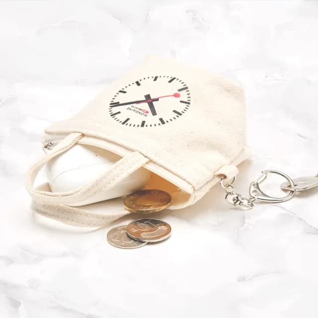 【MONDAINE 瑞士國鐵】Petite迷你吊飾小包/耳機包/零錢包/鑰匙包 – White Tote