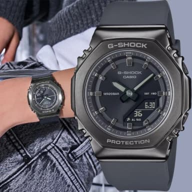 【CASIO 卡西歐】G-SHOCK 個性時尚 八角金屬錶殼 雙顯手錶-個性黑 送禮 禮物 推薦(GM-S2110B-8A)