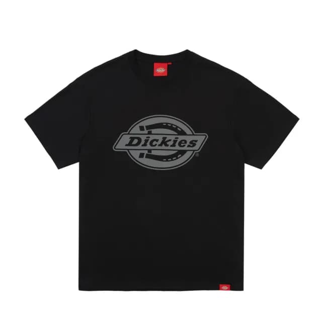 【Dickies】男女款黑色純棉胸前大尺寸品牌Logo休閒短袖T恤｜DK0A88MEBLK
