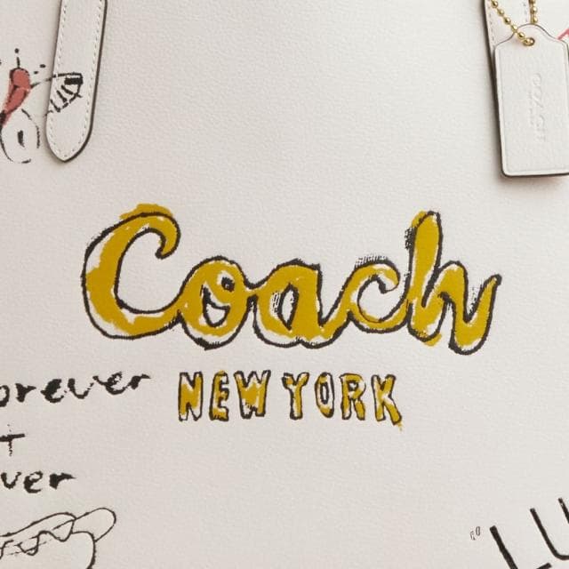 【COACH】蔻馳官方直營 CITY素描印花托特手袋-IM/粉筆白色 混合色(CAK18)