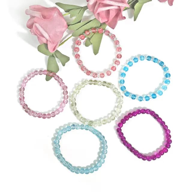 【德山珠寶】5A級6mm多色微爆花晶穿搭配色水晶琉璃造型手鍊(情人節生日禮物飾品母親節水晶手鍊/CE476)