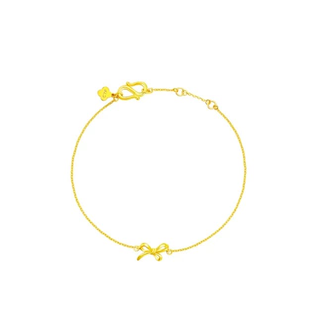 【周大福】精緻交織蝴蝶結黃金手鍊_計價黃金(鍊長16.25cm)